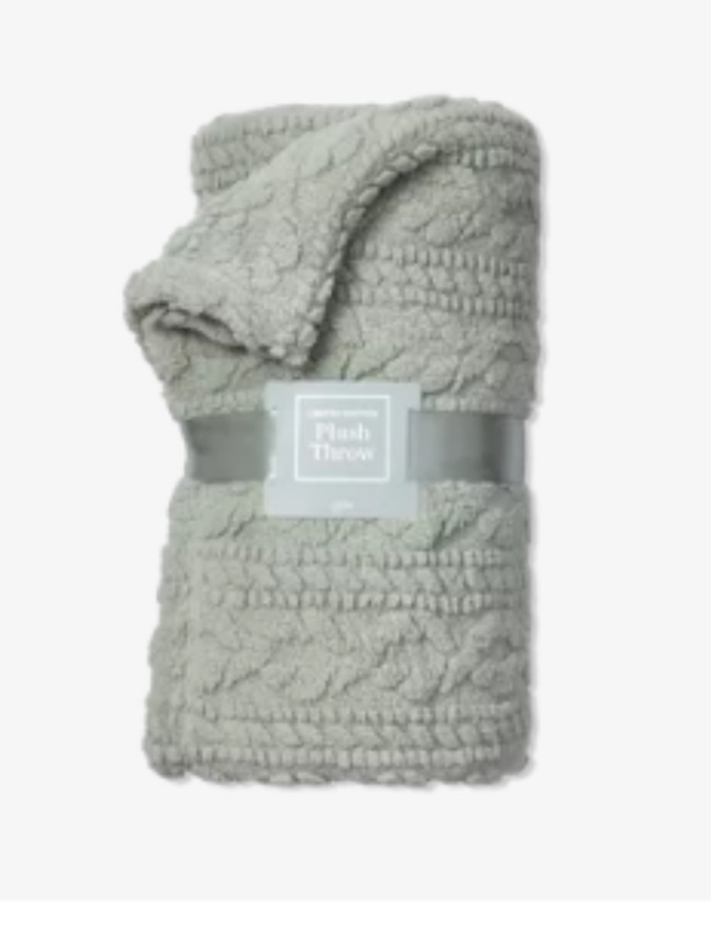 Ulta Beauty Limited Edition Plush Cable Throw Blanket - Light Sage Gray
